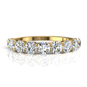 Demi-alliance 9 diamants synthétiques ronds 1.20 carat or jaune Daniela